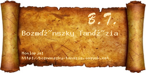 Bozmánszky Tanázia névjegykártya